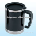 12oz black double wall color changing travel mug with handle